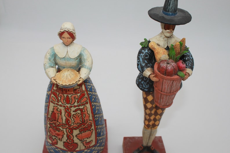 Jim Shore Thanksgiving Pilgrim Figurines Give Thanks and Bounty Heartwood Creek image 2