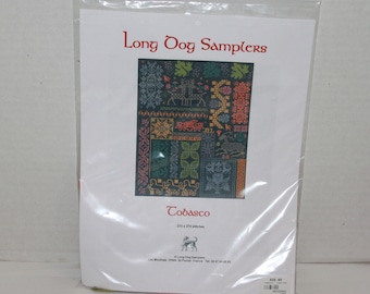 Long Dog Samplers Tobacco Cross Stitch Chart Pattern and Embroidery Thread Charted Needlepoint