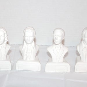 Vintage Set of 4 Willis Music Co Composer Busts Mozart Schubert Vivaldi Rachmaninoff