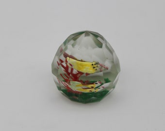 Vintage 1920's or 1930's Chinese Faceted Paperweight with Birds