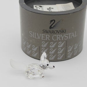 Swarovski Crystal Mini 1&quot; Running Fox Figurine with Frosted Tail Legs and Snout Black Eyes