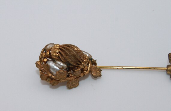 Vintage Miriam Haskell Stick Pin Faux Pearls - image 2