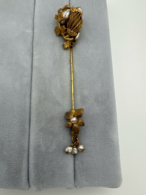 Vintage Miriam Haskell Stick Pin Faux Pearls - image 6