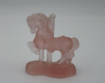 Vintage Mosser Pink Frosted Glass Carousel Horse Vi Hunter