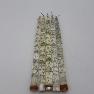 5 Vintage Mid Century Lucite Acrylic Decorative Tapered Candles Clear Silver Flecks Flakes Candlesticks 11.5&quot;
