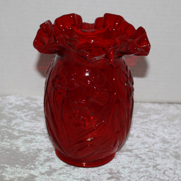 Fenton Ruby Glass Vase - Etsy