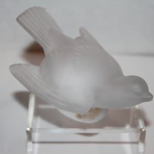 Lalique French Art Glass Sparrow Bird Wings Out