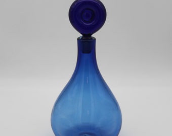 Vintage Blenko Art Glass 5932 Heavy Decanter Persian Blue 1959 1960 Only Made 2 Years Rare HTF Hand Blown