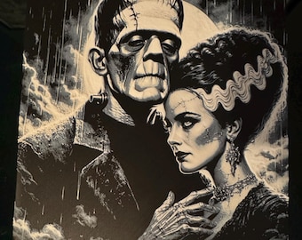 Frankenstein and Bride 3D Print: Halloween Wall Art (200mm)