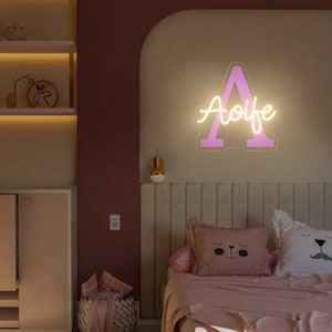 Letrero de neón con nombre personalizado, letrero de neón UV personalizado para decoración de habitación infantil, letrero de neón con nombre para guardería, letrero de neón con letras A-Z personalizado, regalo de cumpleaños para ella/él