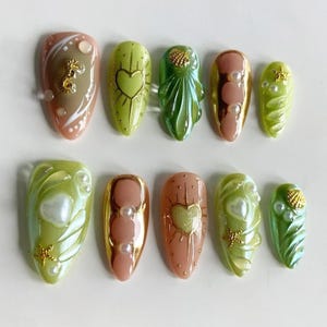 Neon Green Press On Nails, Freestyle Nails, Summer Nails, Autumn Nails, Party Nails, Daily Nails, Reusable Nails, Perfect Gift for Her.