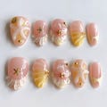 Beach Press On Nails, 3D Starfish & Shell Design, Handmade Summer Ocean Nail Art, Pastel Pink Yellow Nails, Vacation Nail Set, Short Nails. product logo