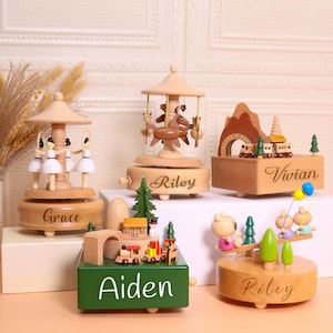 Ballet, Caja de música de carrusel, Regalo personalizado para bebé, Caja de música personalizada, Caja de música con nombre, Regalo de Navidad, Regalo de cumpleaños