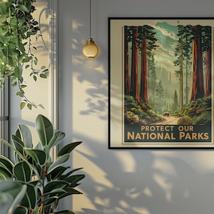 Pósteres verticales mate para amantes de la naturaleza: protege nuestros parques nacionales, guardabosques, impresiones de mapas de parques nacionales, regalo para amantes de la naturaleza, decoración