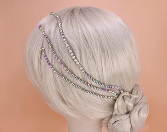 Rhinestone Dance Hair Parting Strip | Crystal Headpiece for Ballroom Dance & Figure Skating