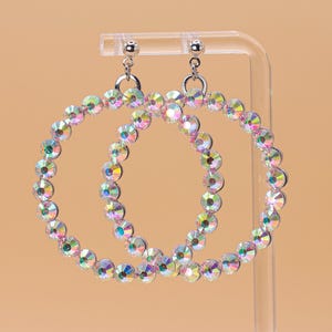 Hoop Crystal Earrings For Latin Dance Rhinestone Earring Ballroom Dance Jewelry Pageant Earring For Dancing Sparkly Hoop Earring For Salsa