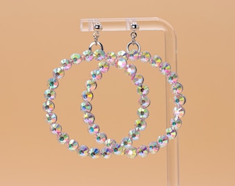Hoop Crystal Earrings For Latin Dance Rhinestone Earring Ballroom Dance Jewelry Pageant Earring For Dancing Sparkly Hoop Earring For Salsa
