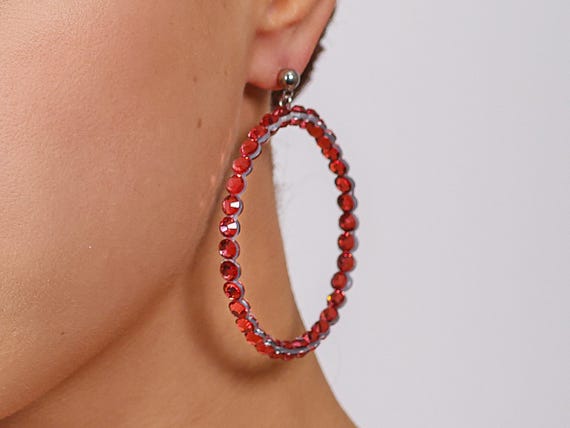 Elegant Crystal Dance Hoop Earrings With Rhinestones Latin Ballroom Dance Jewelry for Competitions & Stage