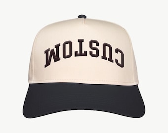 Custom Embroidered Two Tone Hat: Upside Down Text, City, Team