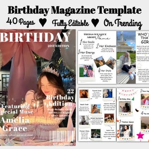Birthday Magazine Template For Best Friend | Custom Birthday Magazine | Canva Editable | Canva Editable | Bestie Birthday Gift |