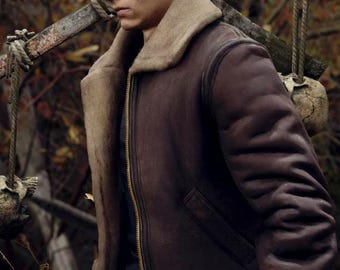 Leon Kennedy Leather Jacket | Resident Evil 4 Remake B3 Bomber Shearling Coat