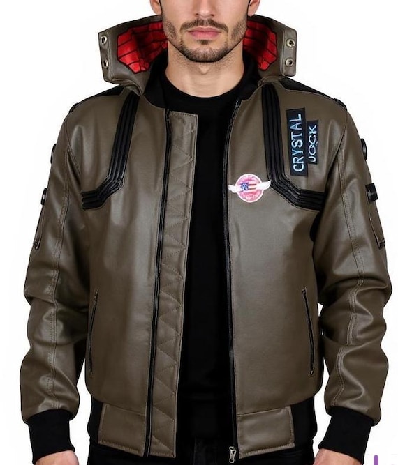Cyberpunk 2077 Brown Bomber Leather Jacket | Samurai V Cosplay