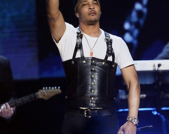 Handgemaakte Tupac Shakur 2Pac zwart en bruin vintage leren vest herenjas