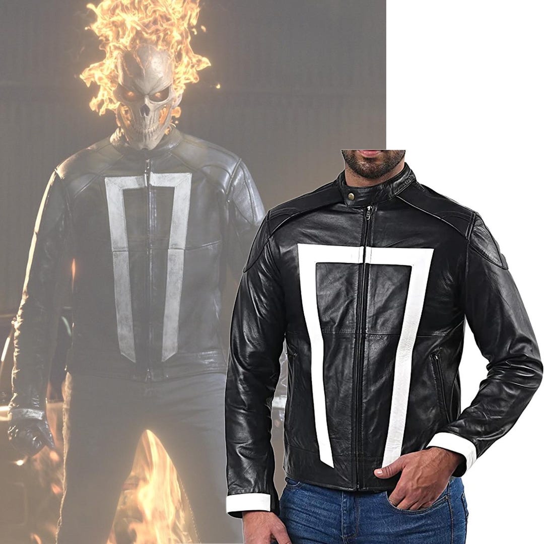 Robbie Reyes Ghost Rider Jacket – Handmade Black Leather Superhero