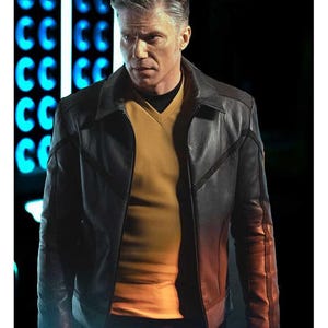 Star Trek Strange New Worlds Anson Mount Uniform Gray Leather Jacket Costume