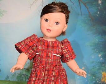 Handcrafted 18-inch Doll Christmas Jumper: Red and Green Plaid