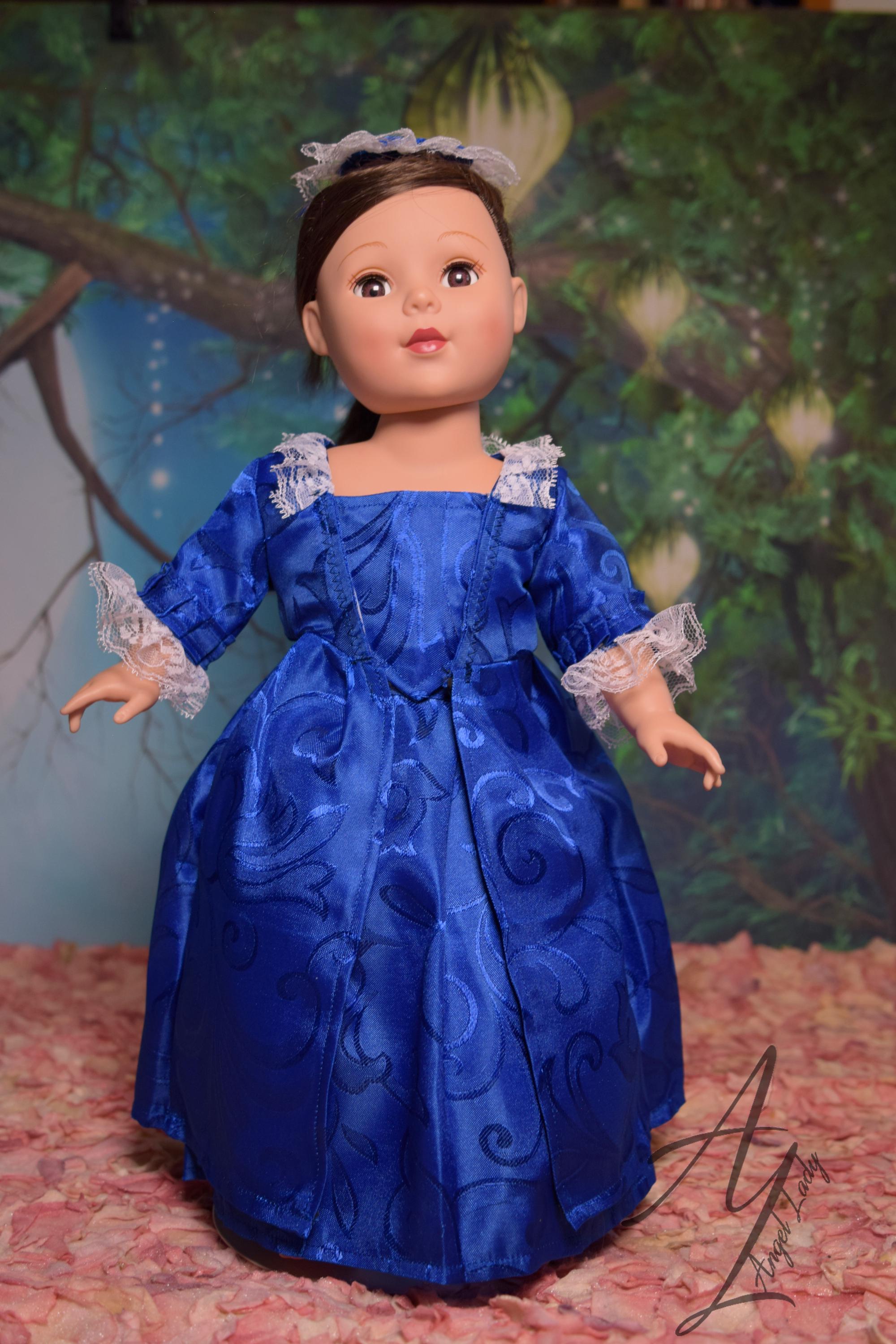 Handmade Blue Satin Felicity's Christmas dress/Holiday Gown American Girl  Pleasant Company Design