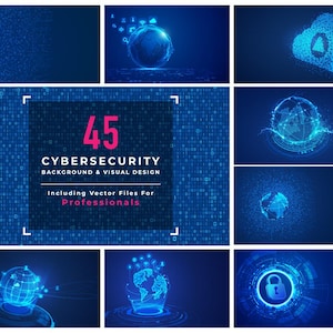 cybersecurity-technologische achtergrond en visueel ontwerp, cyberspace-concept vector grafische bundel