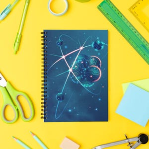 Neon Atom Heart Spiral Notebook | Ruled Journal