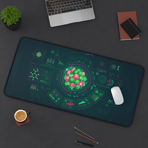 Atom Nucleus Science Diagram Desk Mat | STEM Office Mousepad