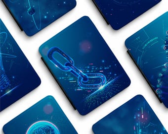 Digital Chain Link Kindle Case | Cyber Neon Tech Design eReader Cover