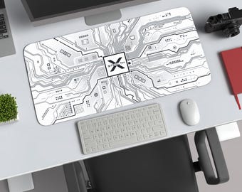 Gepersonaliseerde bureaumat voor printplaten, minimalistische grafieteditie mousepad, technisch cadeau