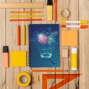 Cuaderno espiral con holograma de corazón digital / Diario rayado