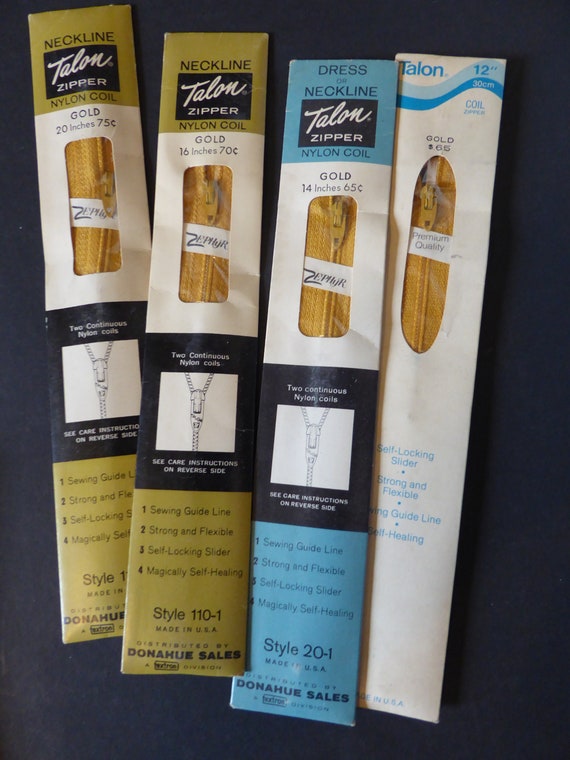 Vintage Talon Zippers Gold Multiple Sizes Brand New 1960s-70s - Etsy