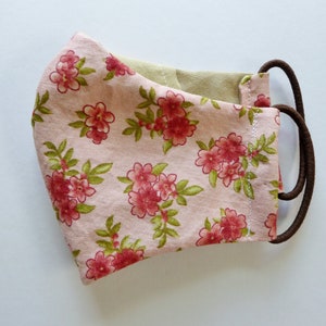 Cotton Face Mask Kids Child Small (2-5 years) Pink Floral Washable Reusable