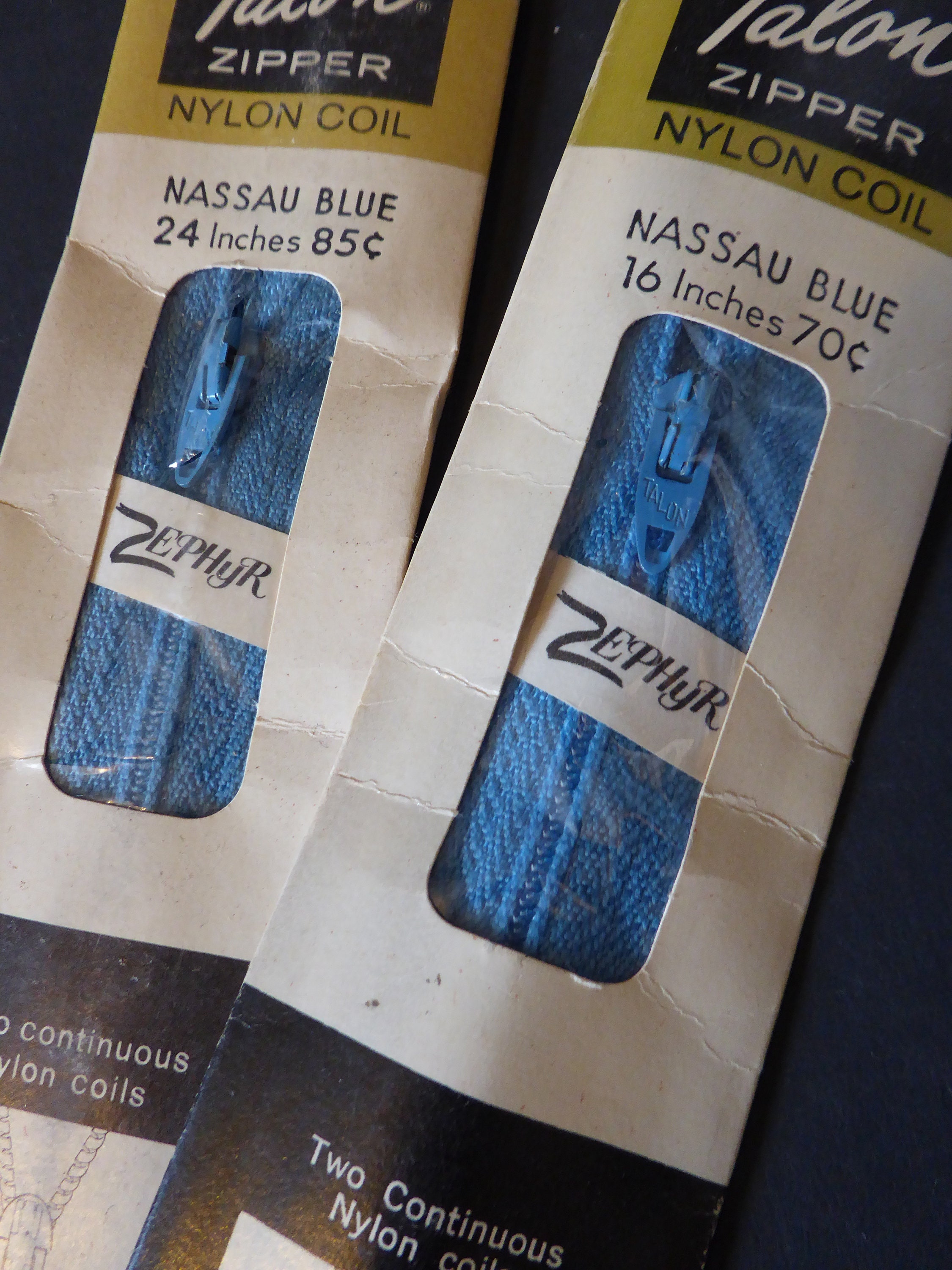 Vintage Talon Zippers Nassau Blue Sky Light Multiple Sizes Brand New  1960s-70s 