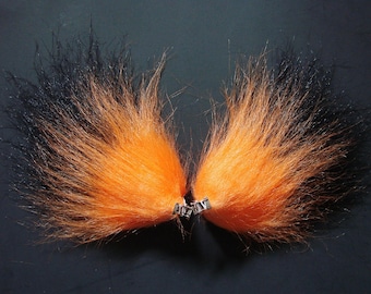 Orange and Black Fur Fox Ears Clips Halloween Costume Cosplay