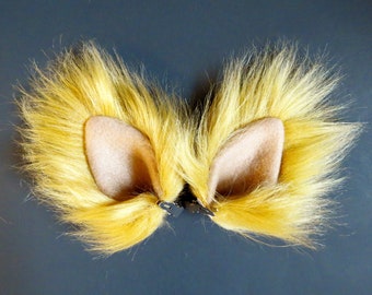 Small Tan Dog Cat Ears Faux Fur Animal Costume Fox Wolf