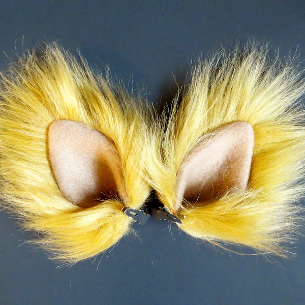 Small Tan Dog Cat Ears Faux Fur Animal Costume Fox Wolf