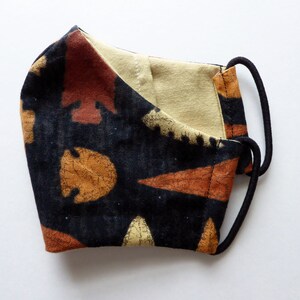 Cotton Face Mask Kids Child Small (2-5 Years) Arrowheads Brown and Black Washable Reusable
