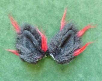 Small Black and Red Spiked Costume Ears Cat Wolf Fox Dog Cosplay Faux Fur