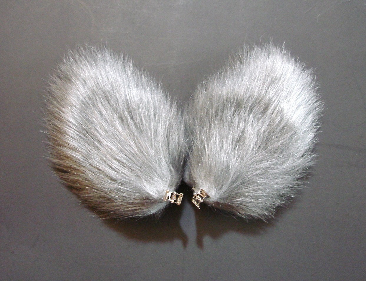 Silver Gray Fur Wolf Dog Coyote Cat Ears Costume Halloween Cosplay