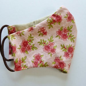 Cotton Face Mask Kids Child Large (6-10 years) Pink Floral Washable Reusable