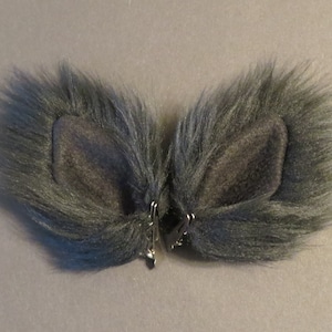 Small Black Cat Ears Faux Fur Animal Costume Fox Wolf Dog Monster