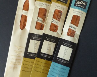 Vintage Talon Zippers Cinnamon Orange Brown Multiple Sizes Brand New 1960s-70s