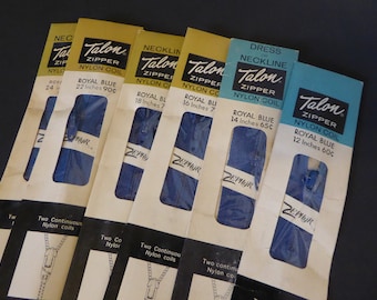 Vintage Talon Zippers Royal Blue Multiple Sizes Brand New 1960s-70s